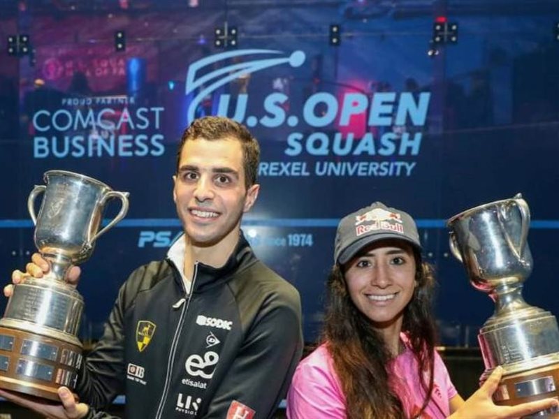 هيمنة مصرية.. علي فرج ونوران جوهر يتوجان ببطولة أمريكا المفتوحة للإسكواش