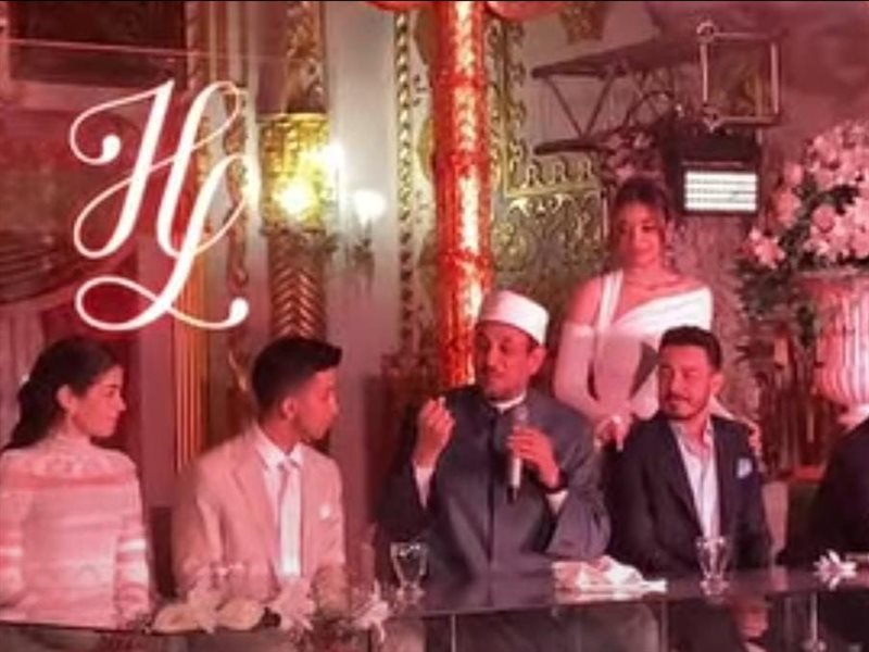 الصور الأولى من كتب كتاب ليلى زاهر وهشام جمال بقصر محمد علي